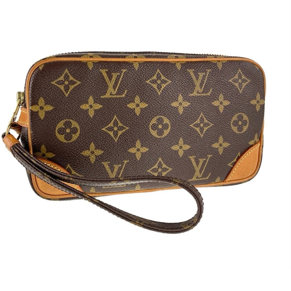 Louis Vuitton Monogram Marly Dragonne PM Leather Brown Clutch